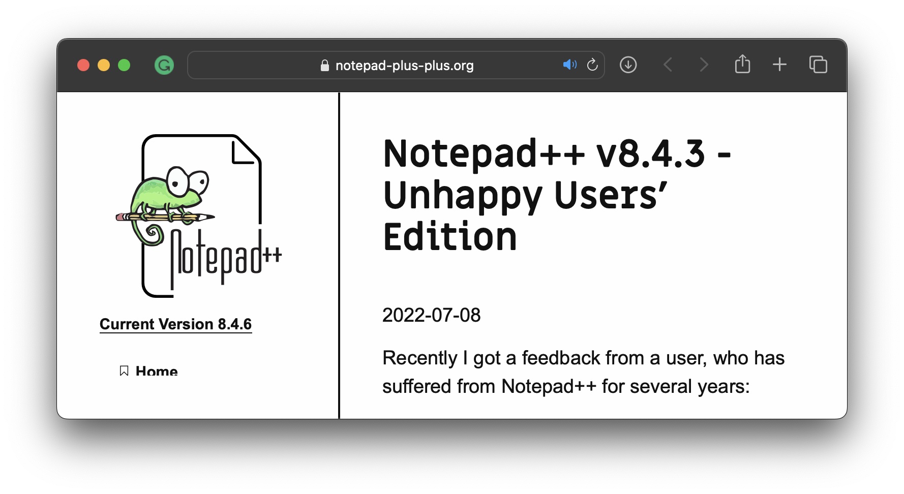 Notepad++ Unhappy Users Version
